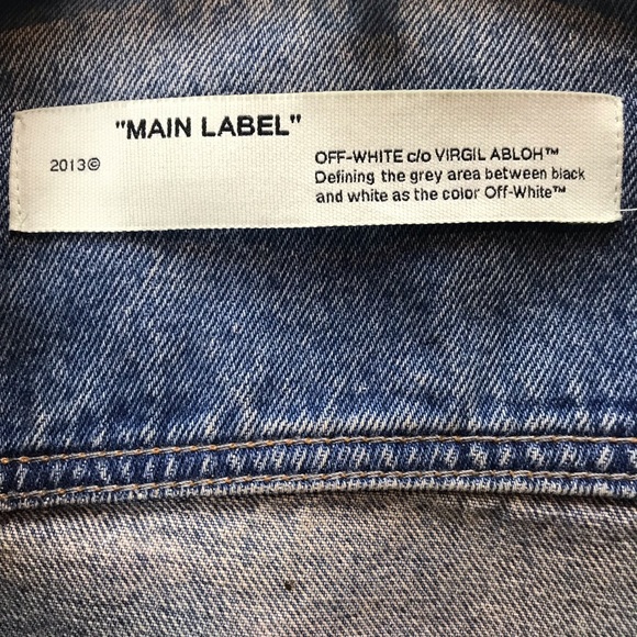 MEN’S OFF -WHITE AIRPORT TAPE DENIM JACKET MAIN LABEL VIRGIL ABLOH SZ MED - Picture 4 of 8